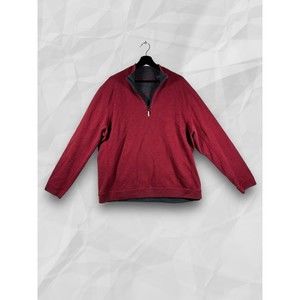 Tommy Bahama Sweater Reversible Pullover 1/4 Zip Burnt Orange & Gray Size XL